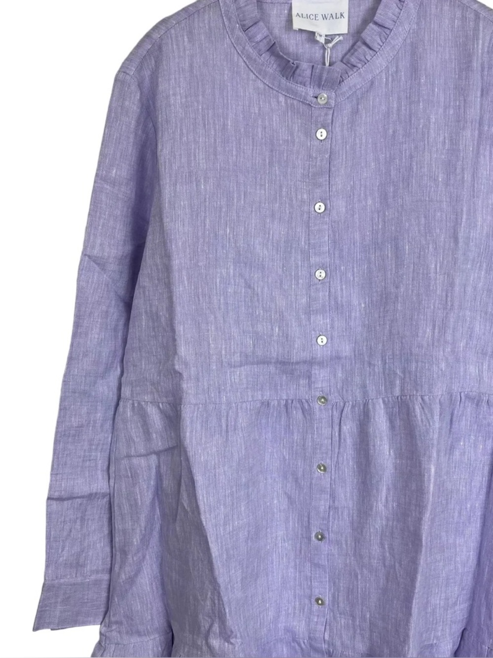 ALICE WALK Lilac Button-Front Tiered Dress Maxi Linen NEW $295 Large - Picture 6 of 9